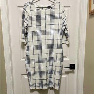 Smashed Lemon | Sheath | Checkered | Midi Dress in Navy & Off White | Size 14
